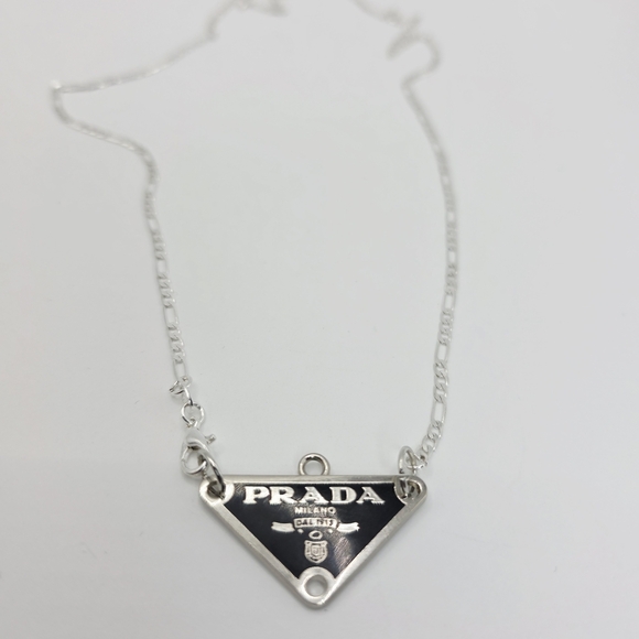 Authentic Prada Silver Triangle Necklace - Picture 2 of 3